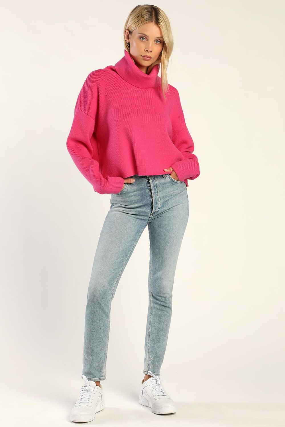 When you have the Lets Cuddle Hot Pink Cowl Neck Sweater in your wardrobe cold days arent so unpleasant. High rise jeans and a cup of anything pumpkin spiced are all you need right now
