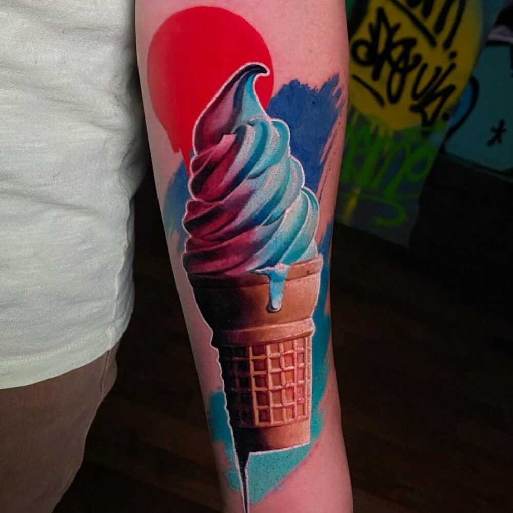 Having a tattoo of your favorite ice cream cone design is a sweet extra touch