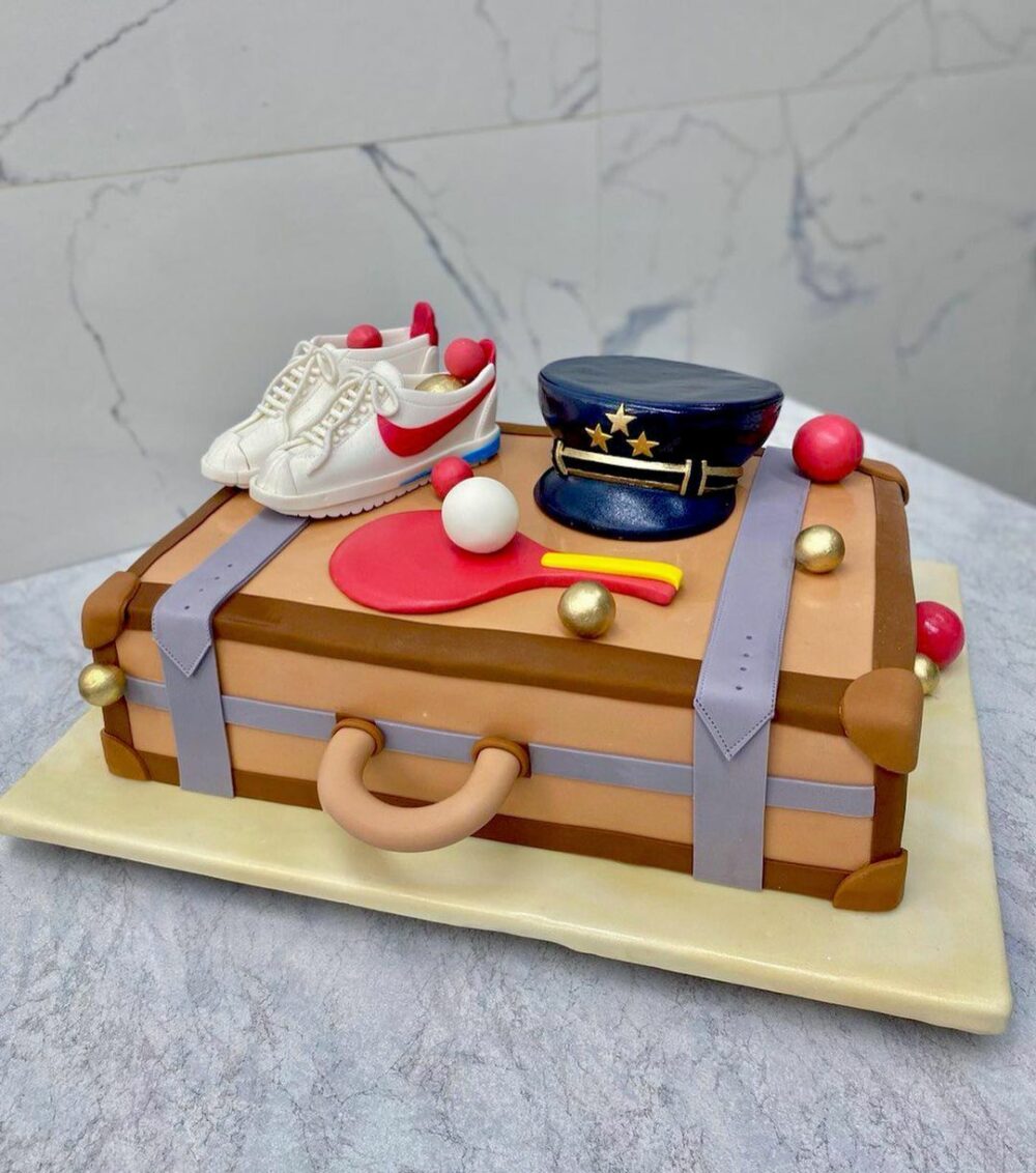 If you know someone who is going on an exciting sporting trip have them accept this suitcase shaped travel cake as a token of your appreciation.