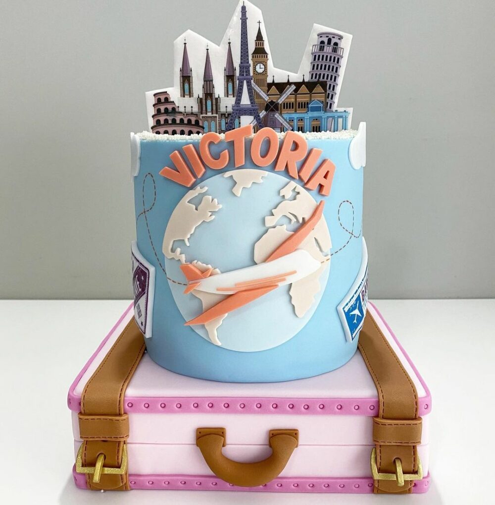 This delightful suitcase themed cake idea is sure to be a hit with any travel lover